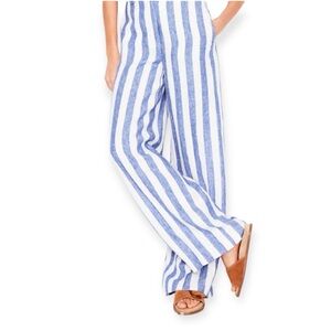 100% Linen Chambray Stripe Wide Leg Pant